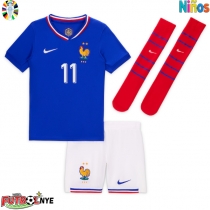 Camiseta Francia Ousmane Dembele #11 Primera Equipación para niños Eurocopa 2024 manga corta (+ pantalones cortos)